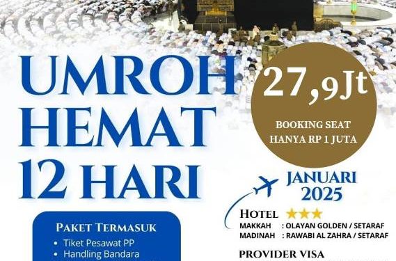 Umroh Hemat 12 Hari Januari 2025 Bareng Patinews, Hanya Rp 27,9 Juta