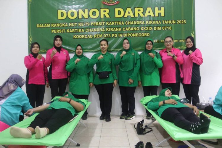 Peringati Hari Jadinya Yang Ke-79, Persit Kodim Pati Gelar Kegiatan Donor Darah