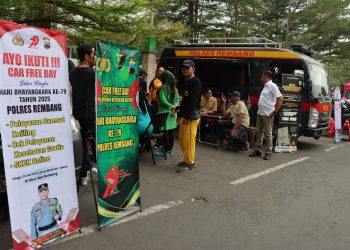 Polres Rembang Gelar Pelayanan Publik di Car Free Day Dalam Rangka HUT Bhayangkara KE-79