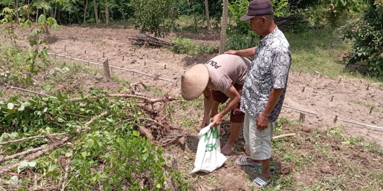 Bhabinkamtibmas Desa Tempaling Pamotan Dorong Warga Manfaatkan Lahan Kosong untuk Ketahanan Pangan