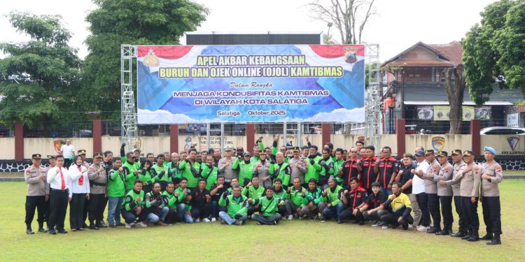 Kapolres Salatiga Pimpin Apel Akbar Kebangsaan Buruh dan Ojol Kamtibmas