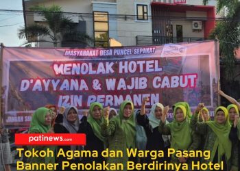 Tokoh Agama dan Warga Pasang Banner Penolakan Berdirinya Hotel di Desa Puncel