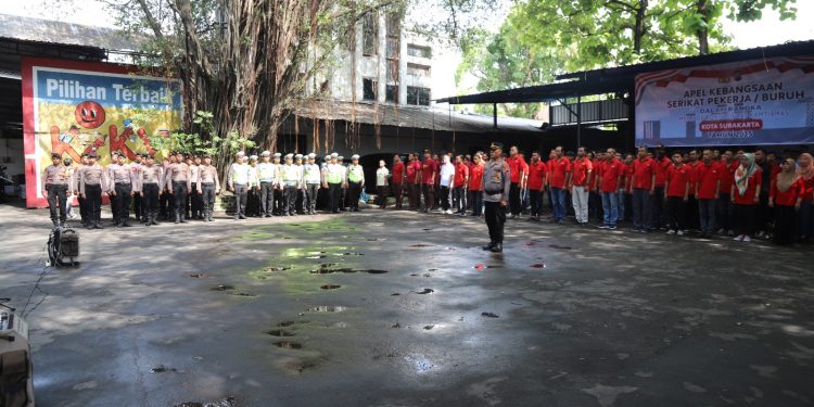 Polresta Surakarta Gelar Apel Kebangsaan Bersama Serikat Pekerja dan Buruh Kota Surakarta