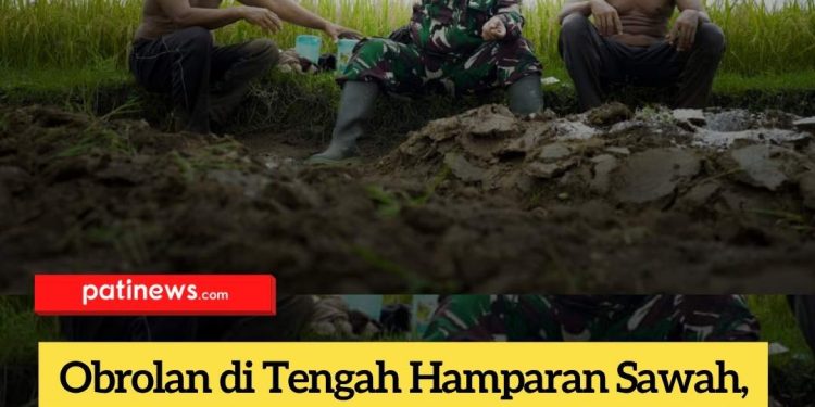 Obrolan di Tengah Hamparan Sawah, Masyarakat Bersama Satgas TMMD 128 Kodim Pati