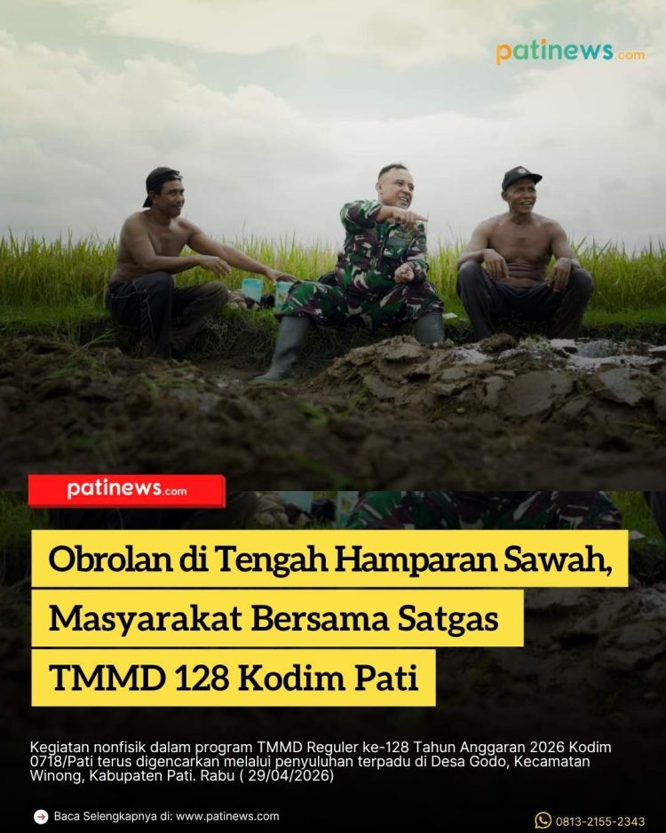 Obrolan di Tengah Hamparan Sawah, Masyarakat Bersama Satgas TMMD 128 Kodim Pati